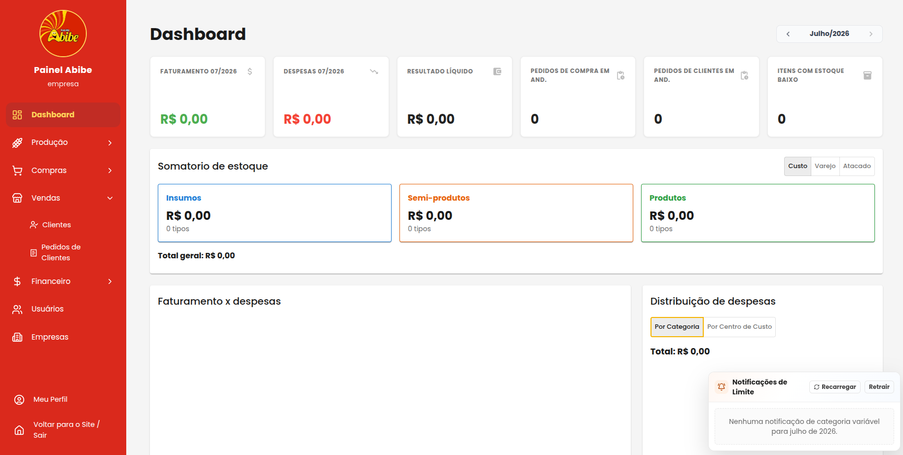 Mockup do projeto Software da Abibe