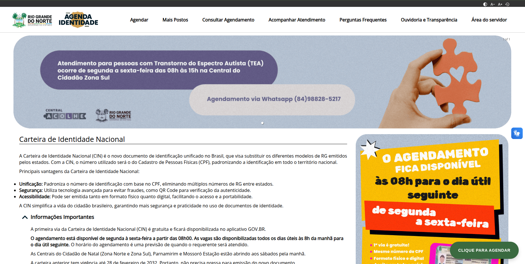 Mockup do projeto Sistema de Agendamento - CIN